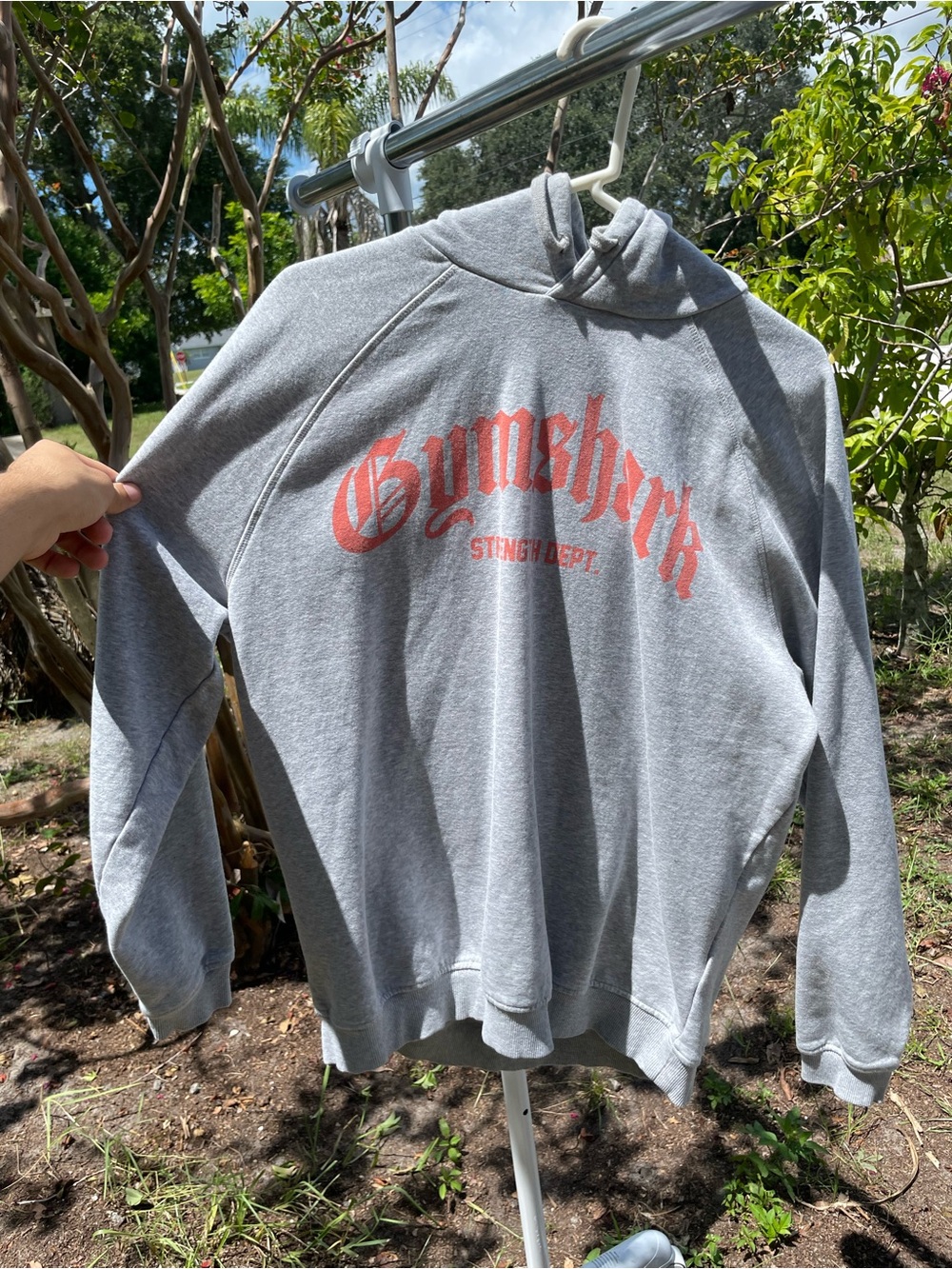 Gymshark Men’s Light Gray Hoodie Strength Department